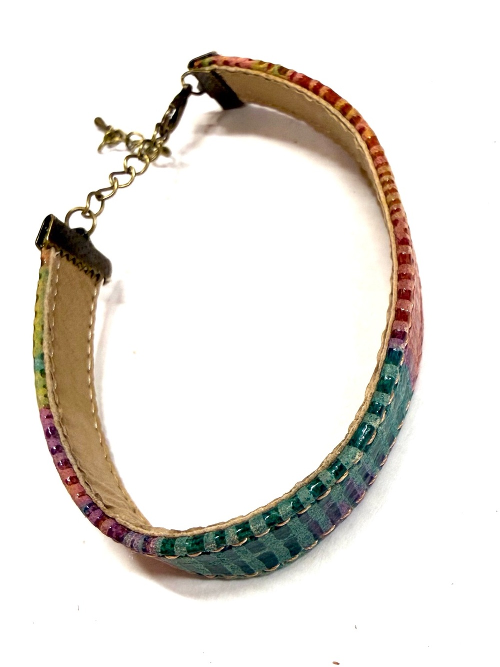 Handmade from repurposed leather bracelet nsb with lobster clasp
